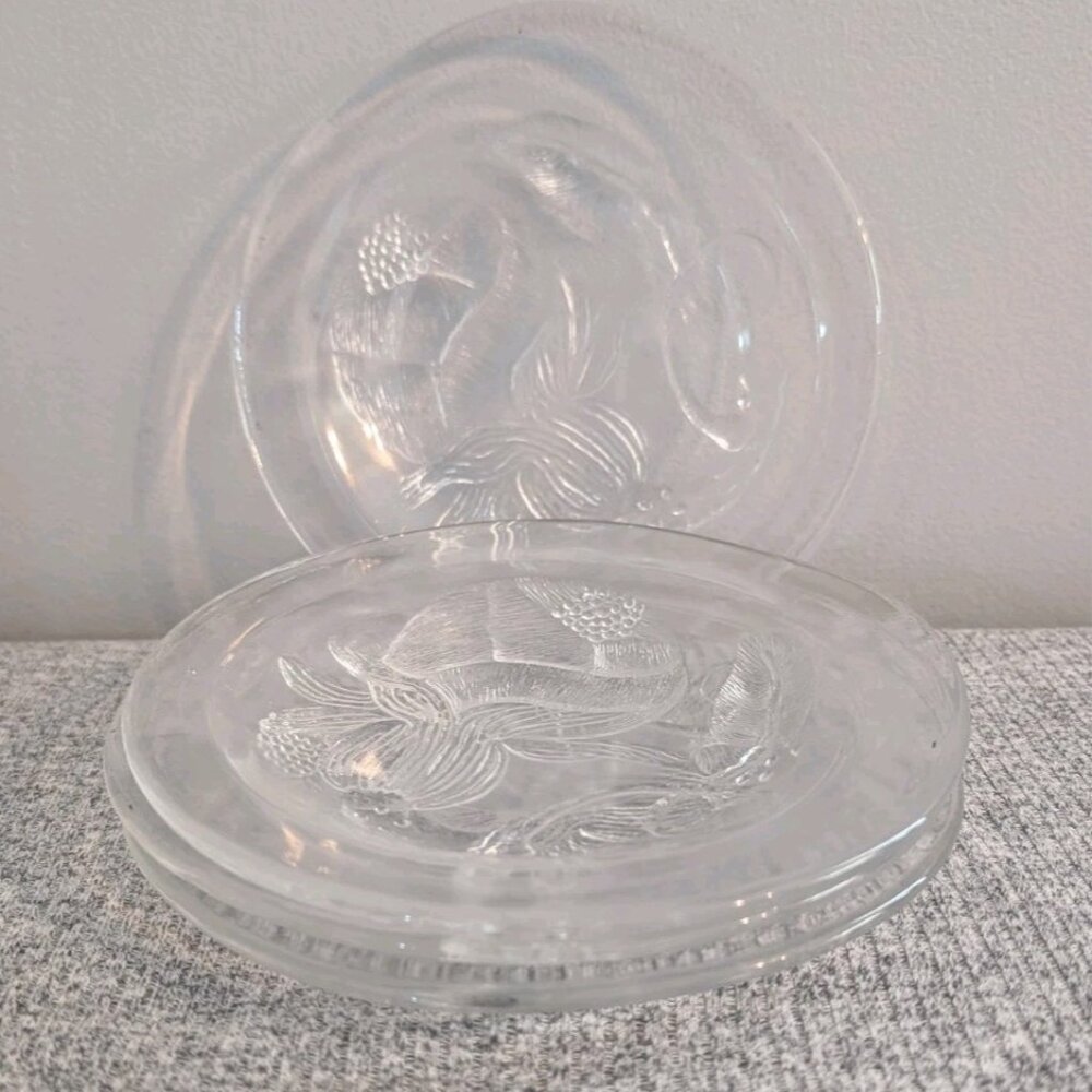 Nuutajarvi Oiva Toikka "Pioni" Glass Dessert/Salad/Side Plates, Set of 4, VGC